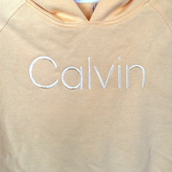 NWOT Calvin Klein Performance Pullover Hoodie Sweatshirt Activewear Light Orange - Picture 5 of 14